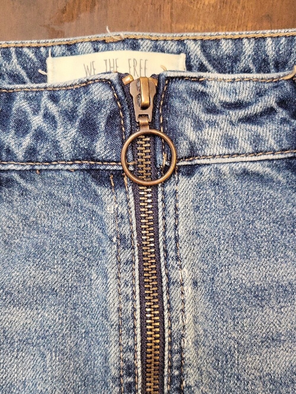 We The Free Light Blue Front-Zip Denim Mini Skirt - Picture 5 of 6